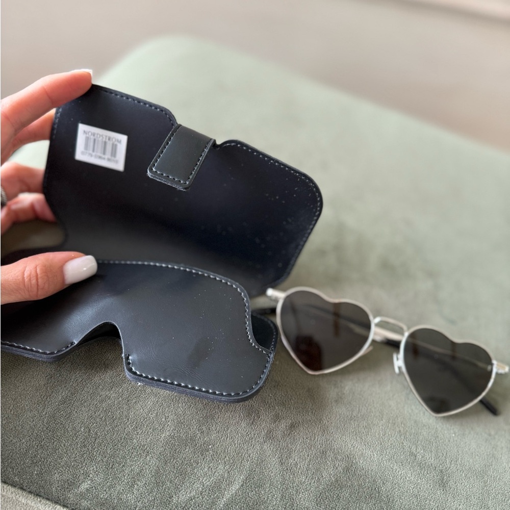 Saint Laurent Heart-Shaped Sunglasses - Black and Silver